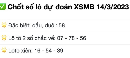 XSMB 14/3/2023 - SXMB - Xổ số miền Bắc ngày 14 tháng 3 - Kết quả xổ số hôm nay